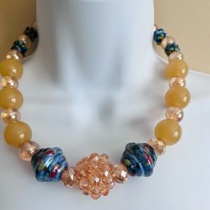 BRAND NEW HANDMADE BEADED STATEMENT JEWELRY SET ** BLUE LAGOON**